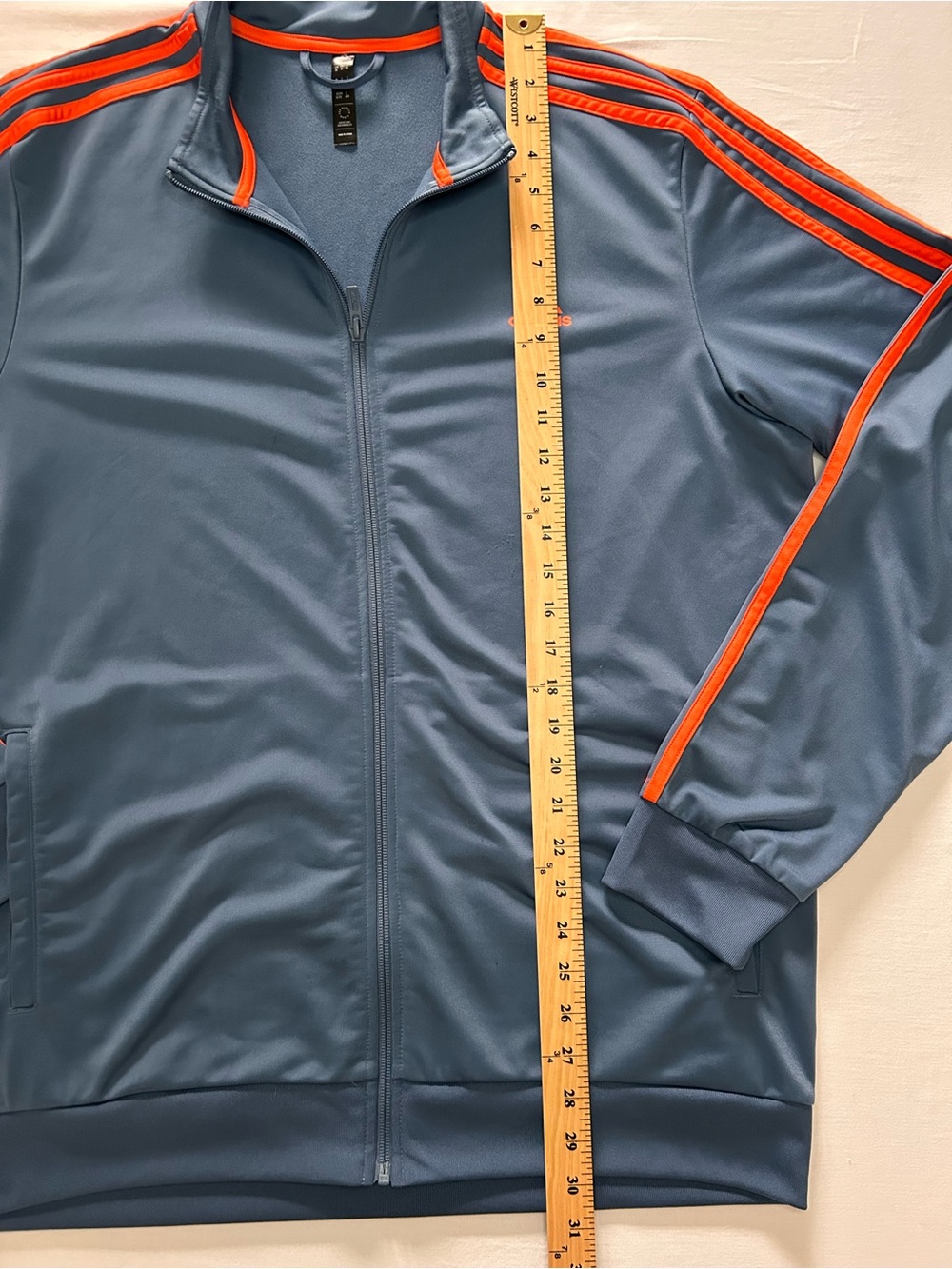 adidas Men’s Slate Blue Track Jacket with Orange Trim - Picture 4 of 6